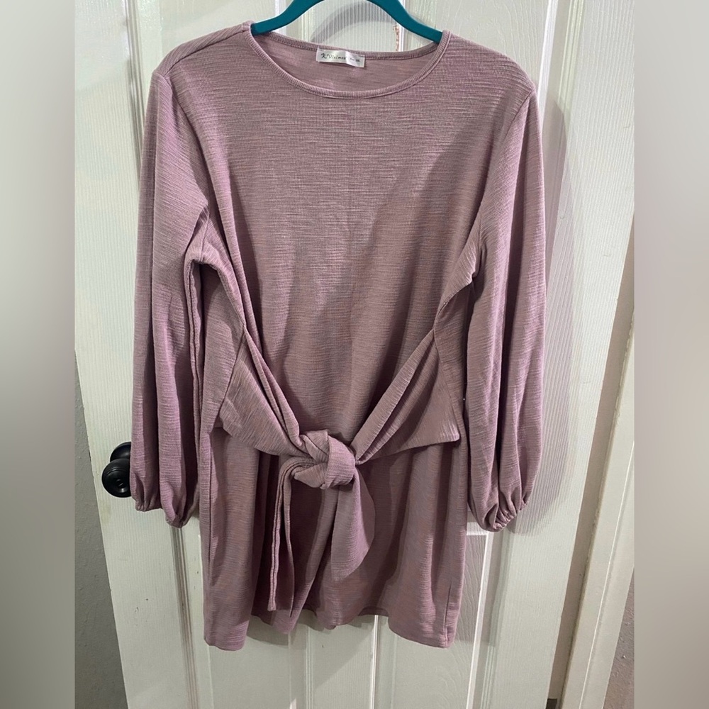 Women's Tie-Front Long Sleeve Dress